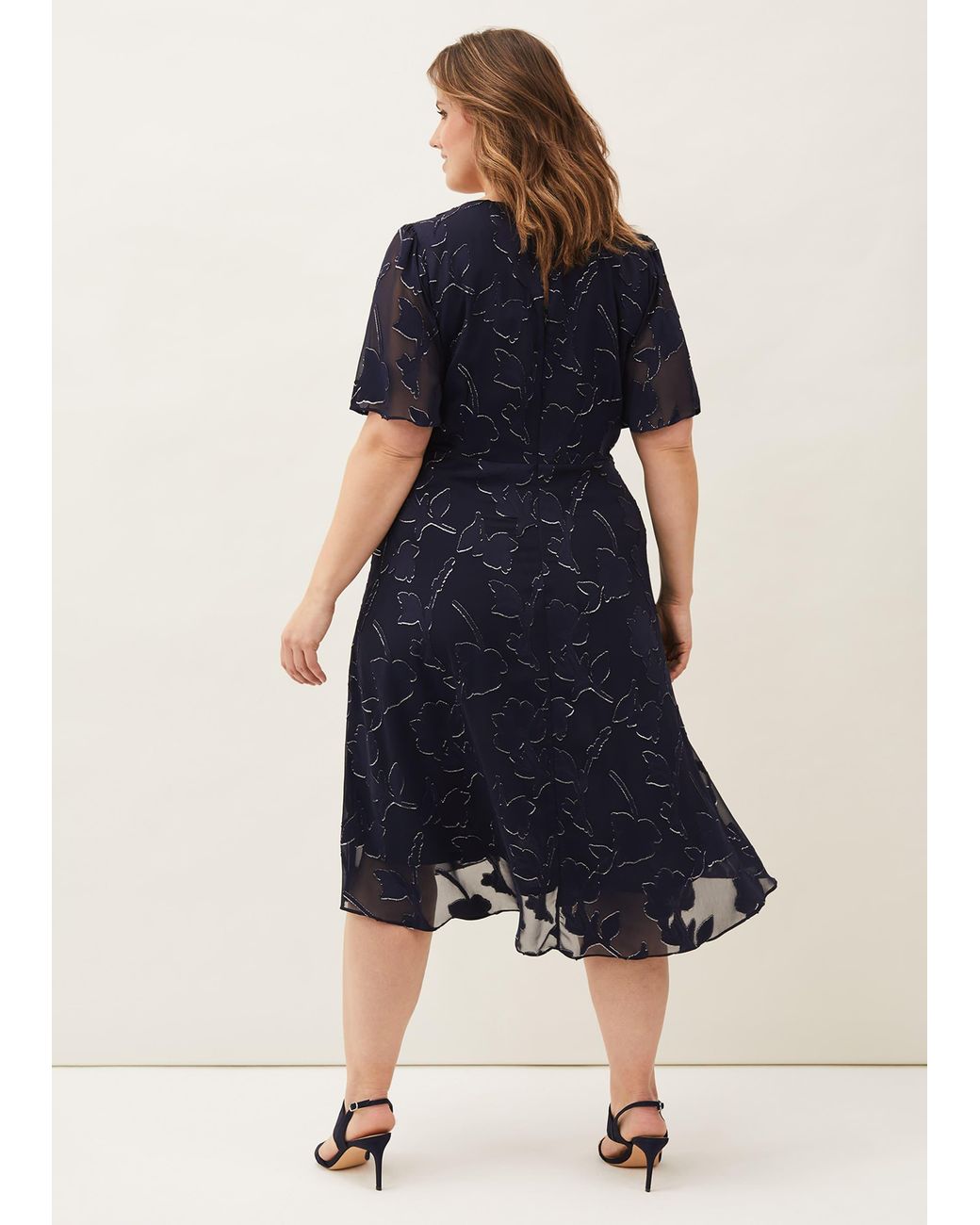 Phase Eight Blue Sizes 16-26 Navy Polly Foil Jacquard Dress