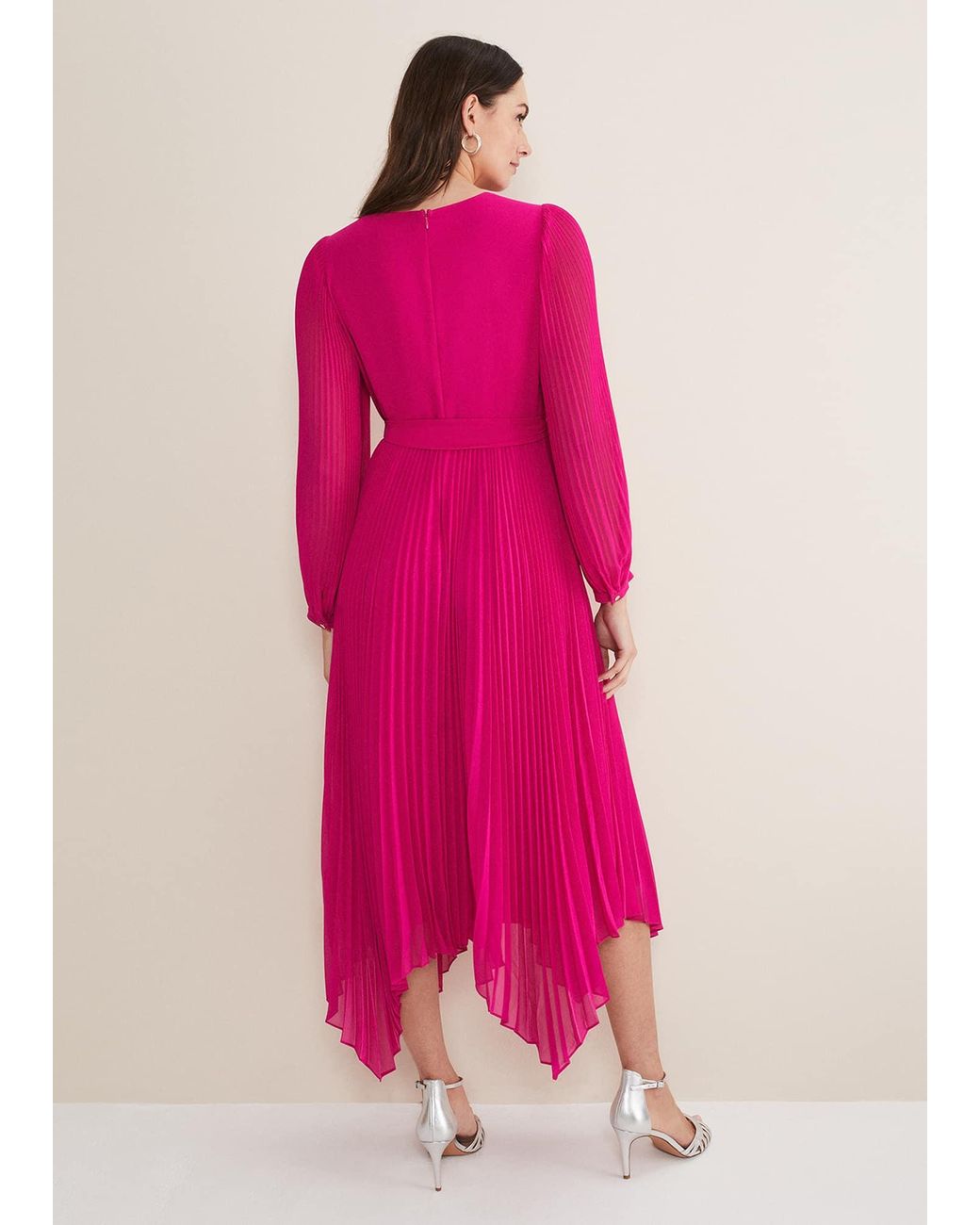 Phase Eight Pink Petra Wrap Pleated Midi Dress