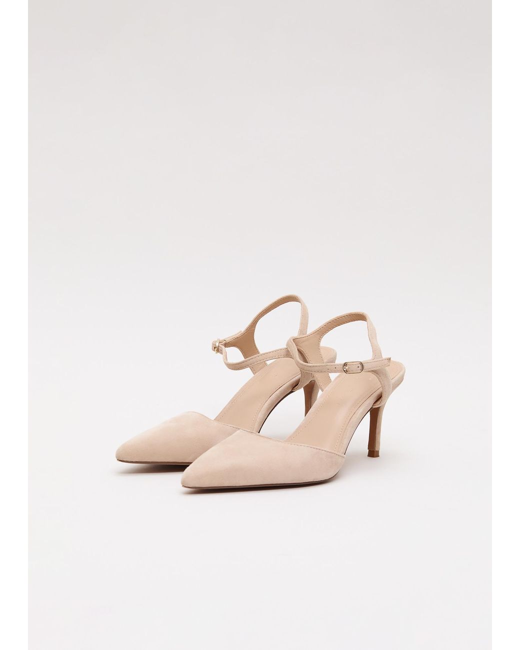 Phase Eight White Suede Slingback Court Shoes