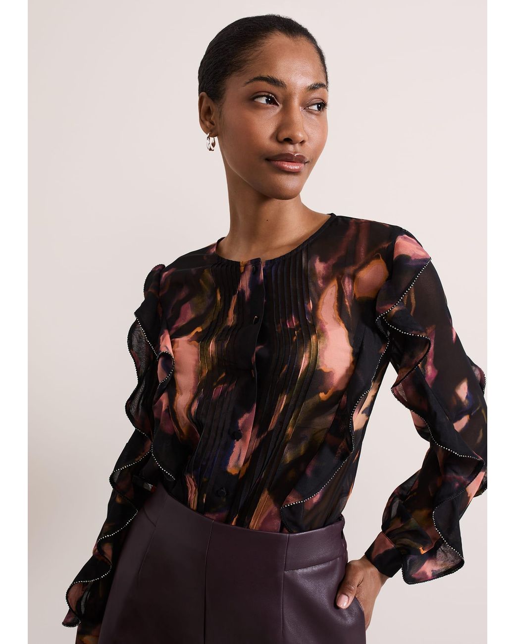 Phase Eight Black Cordelia Ruffle Blouse
