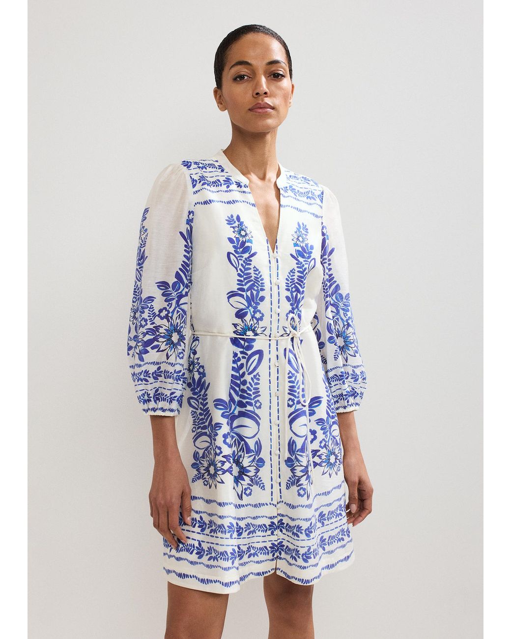 Phase Eight Blue Pia Floral Mini Dress