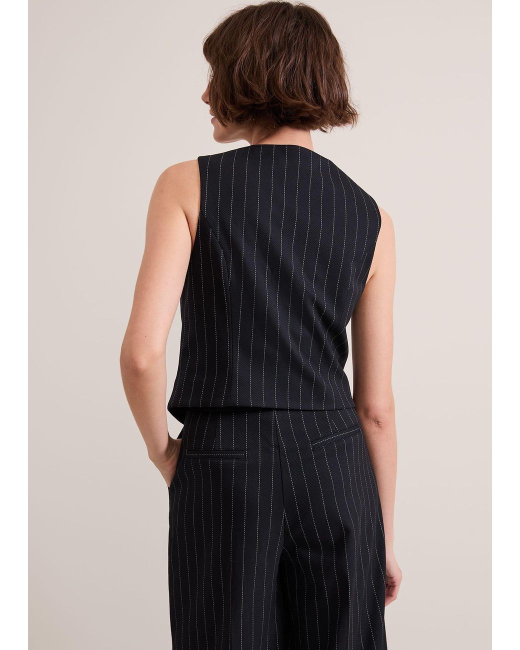 Phase Eight Black Pia Pinstripe Waistcoat
