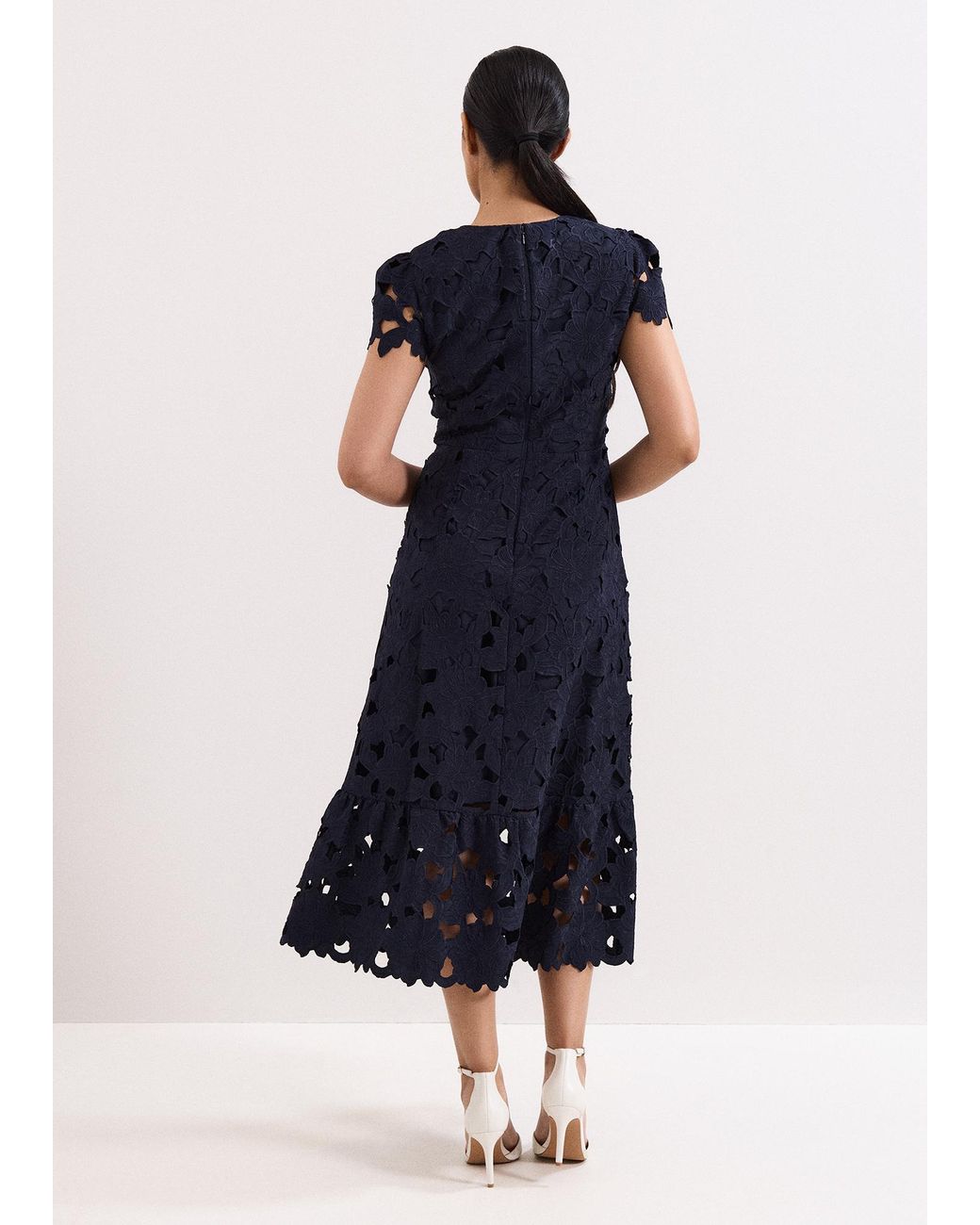 Phase Eight Blue Petite Leilani Lace Midi Dress