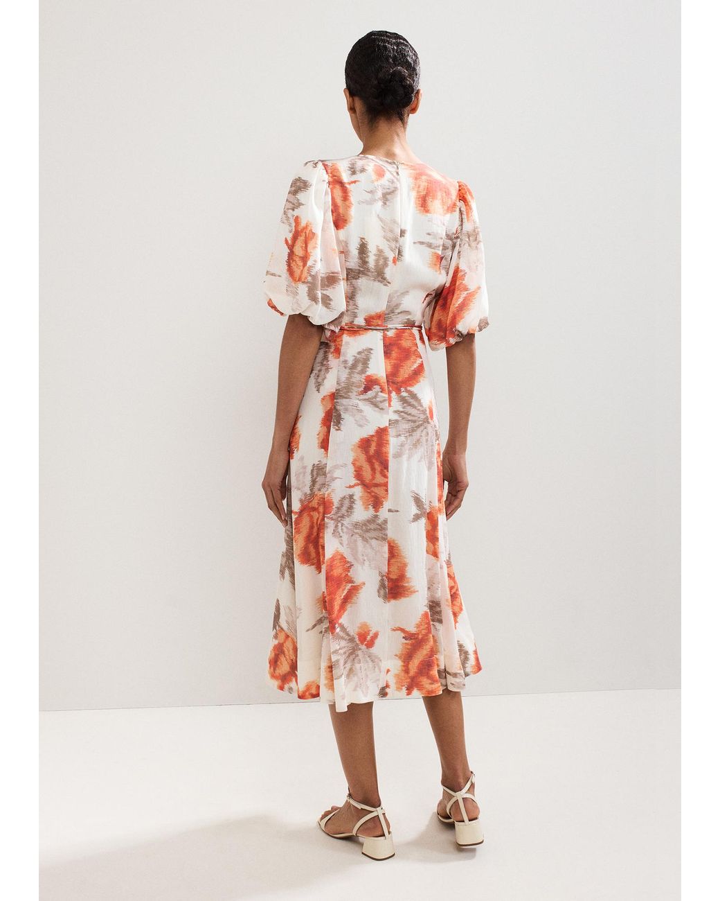Phase Eight White Floral Midi Dress