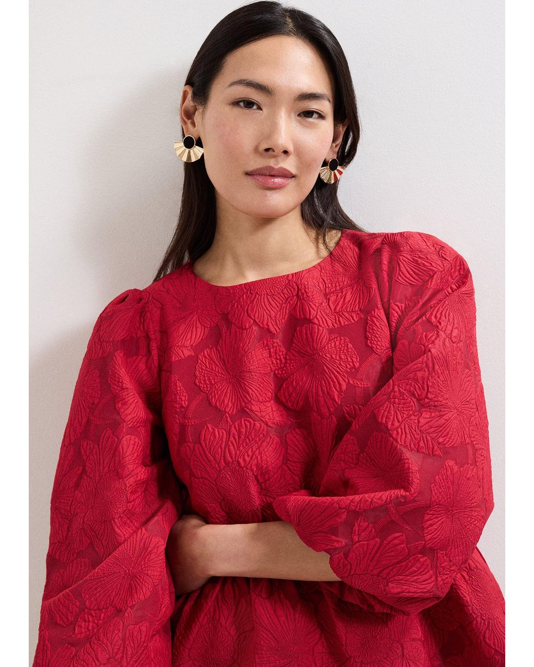 Phase Eight Red Ellis Peplum Top