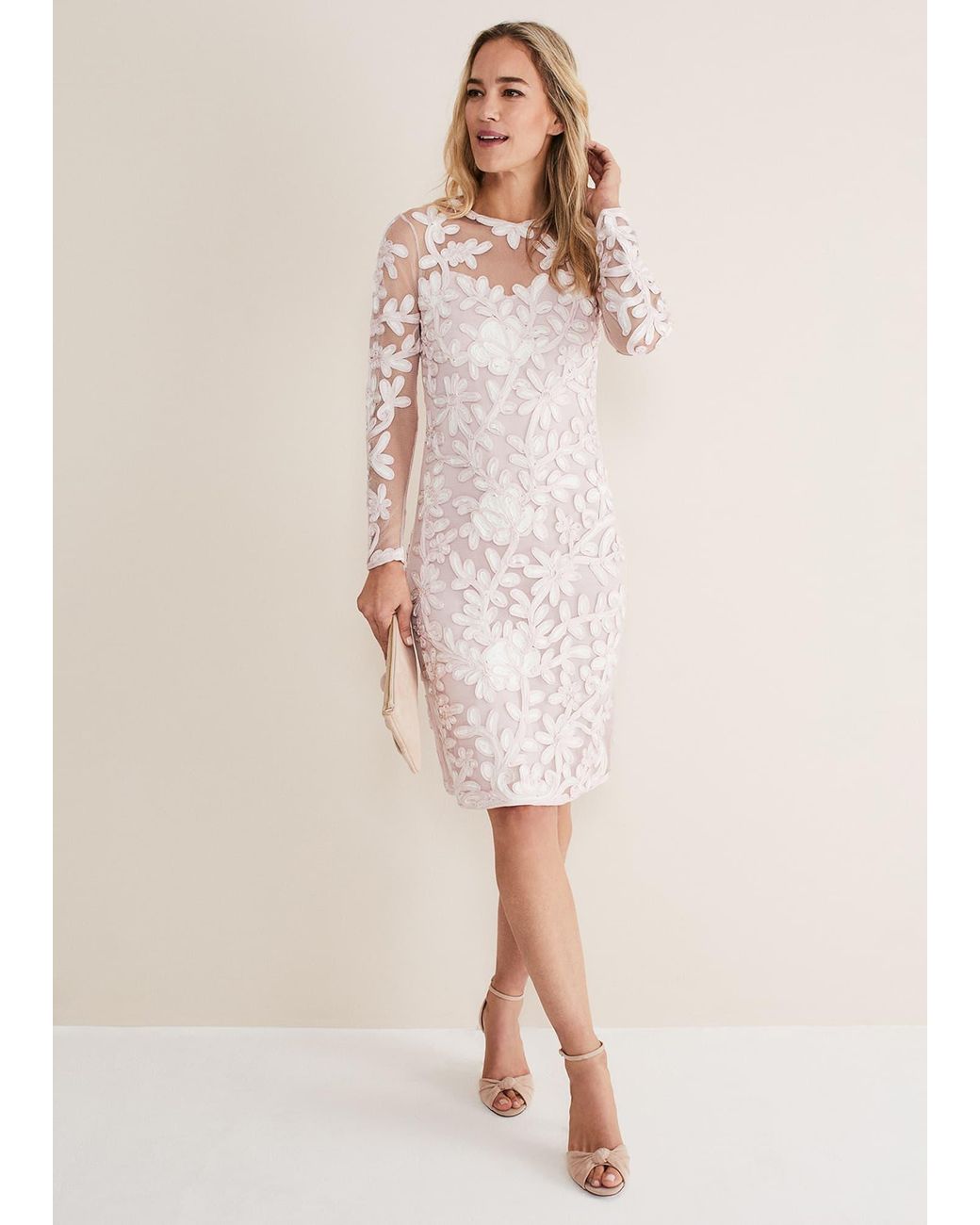 Phase Eight Natural Annika Tapework Midi Dress