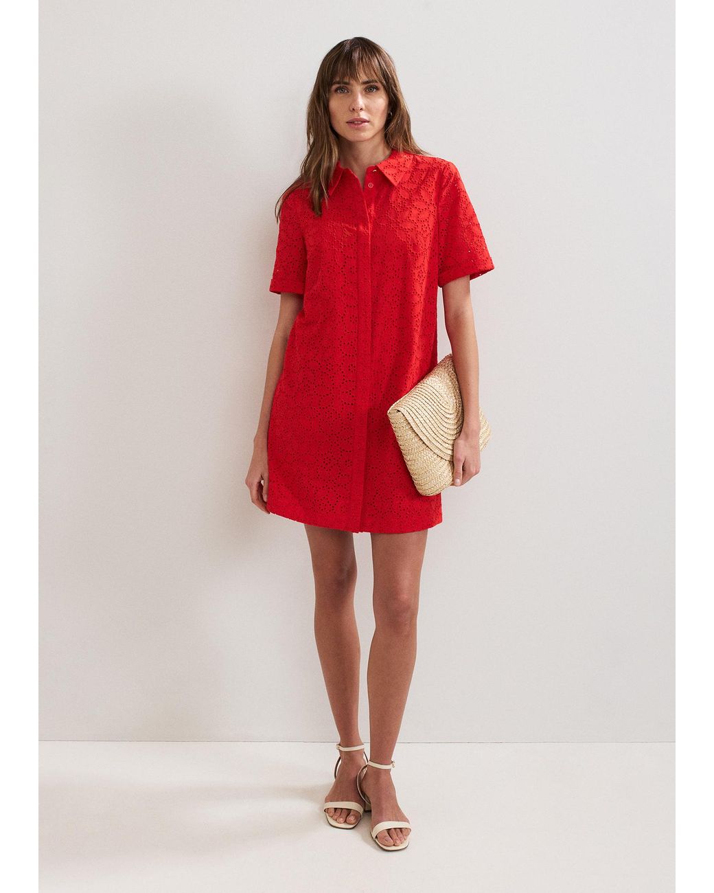 Phase Eight Red Nicky Broiderie Dress