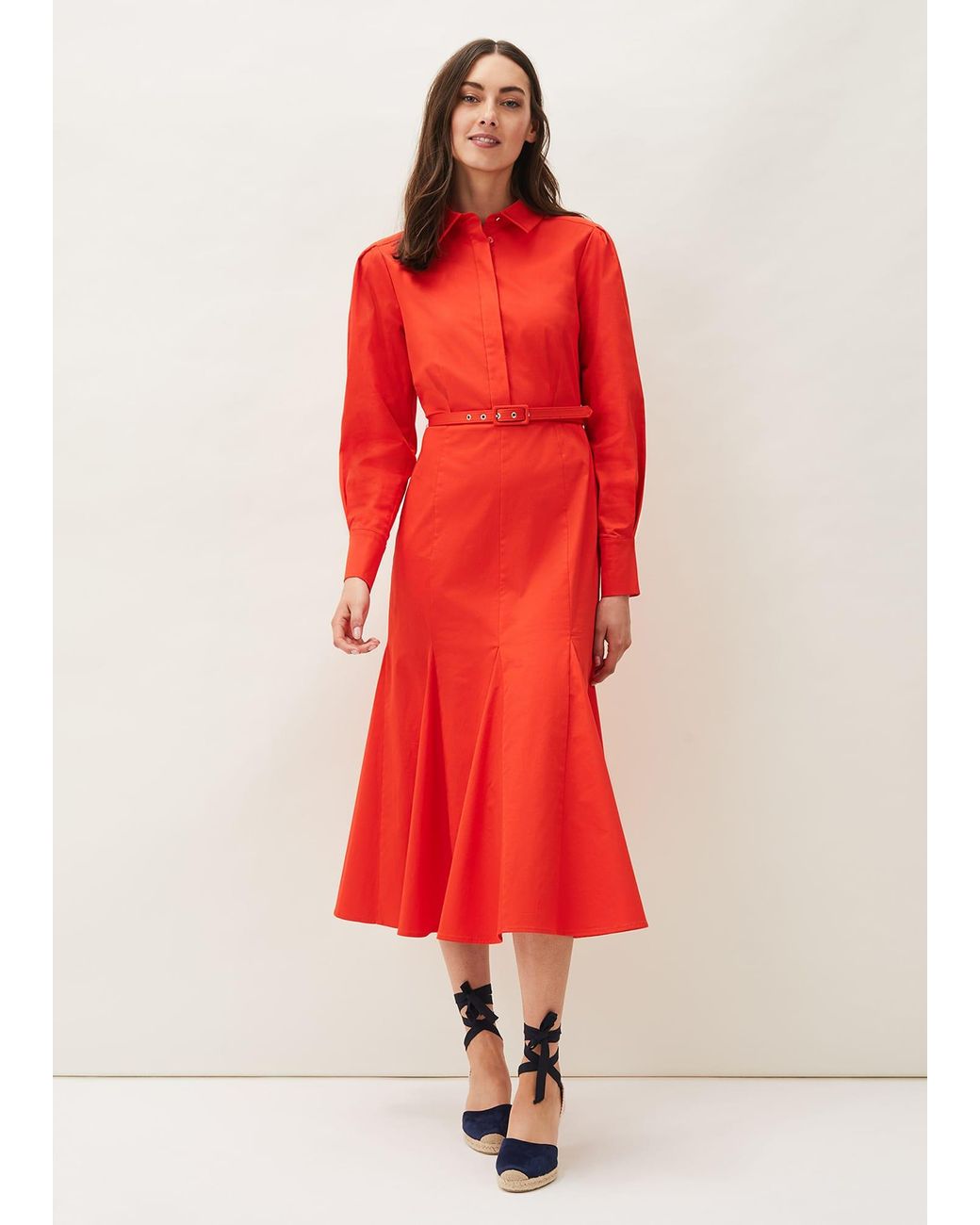 Phase Eight Red Diana Belted Shirt Dress
