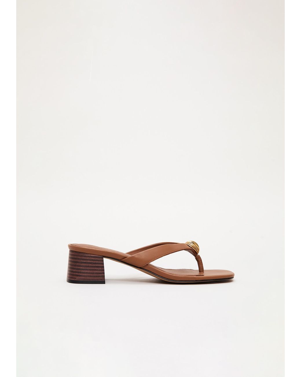 Phase Eight White Metal Trim Toe Post Heeled Sandals
