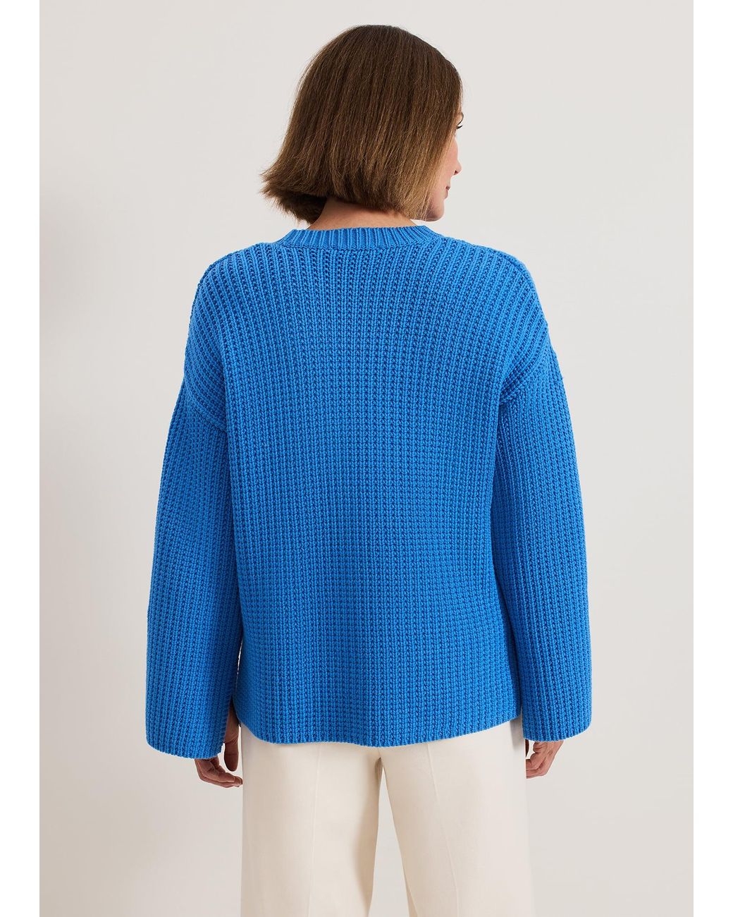 Phase Eight Blue Gabby Textured Boxy Jumper