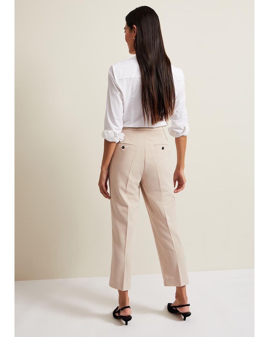 Phase Eight Natural Everlee Crop Straight Leg Smart Trouser