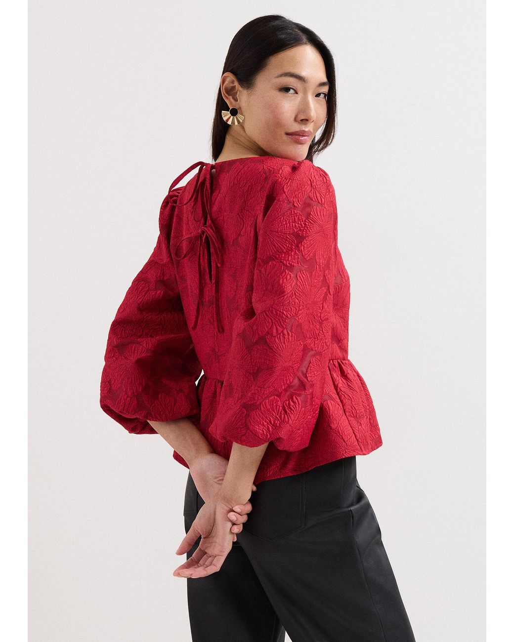 Phase Eight Red Ellis Peplum Top