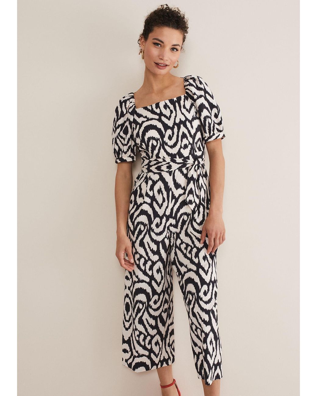Phase Eight Natural Sara Ikat Wide Leg Jumpsuit