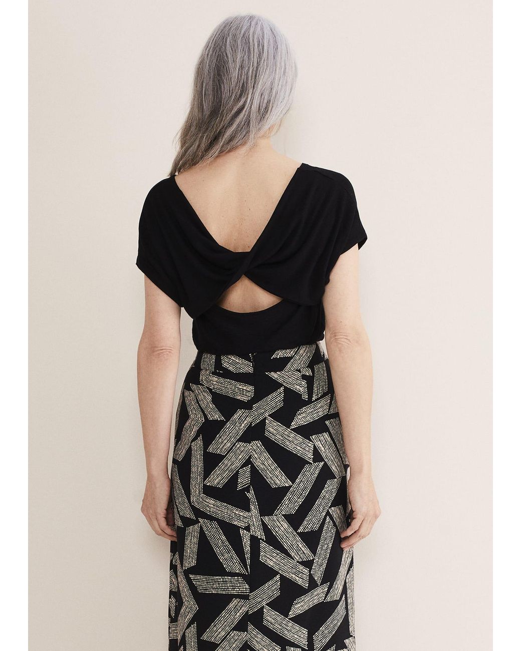 Phase Eight Black Neena Cowl Twist Back Tee