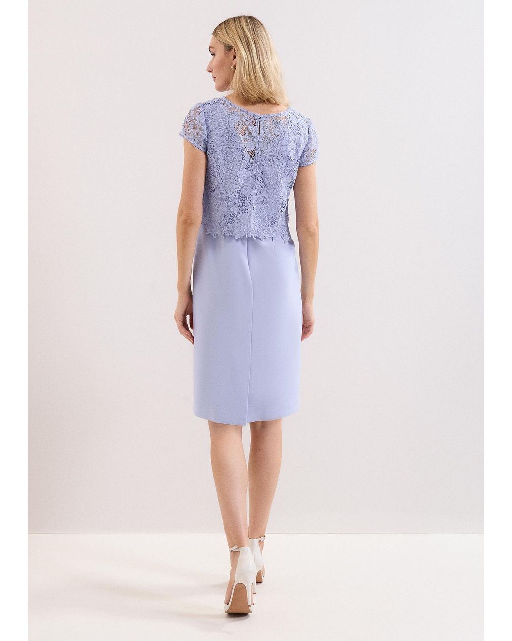 Phase Eight Blue Petite Daisy Lace Top Midi Dress