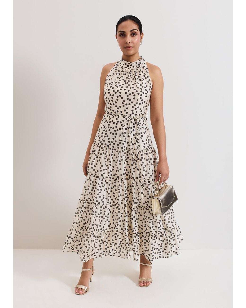 Phase Eight White Petite Nita Spot Tiered Maxi Dress