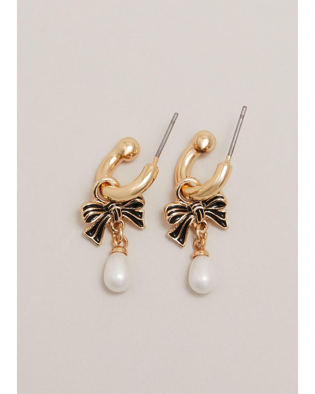 Phase Eight Natural Mini Bow Hoop Drops
