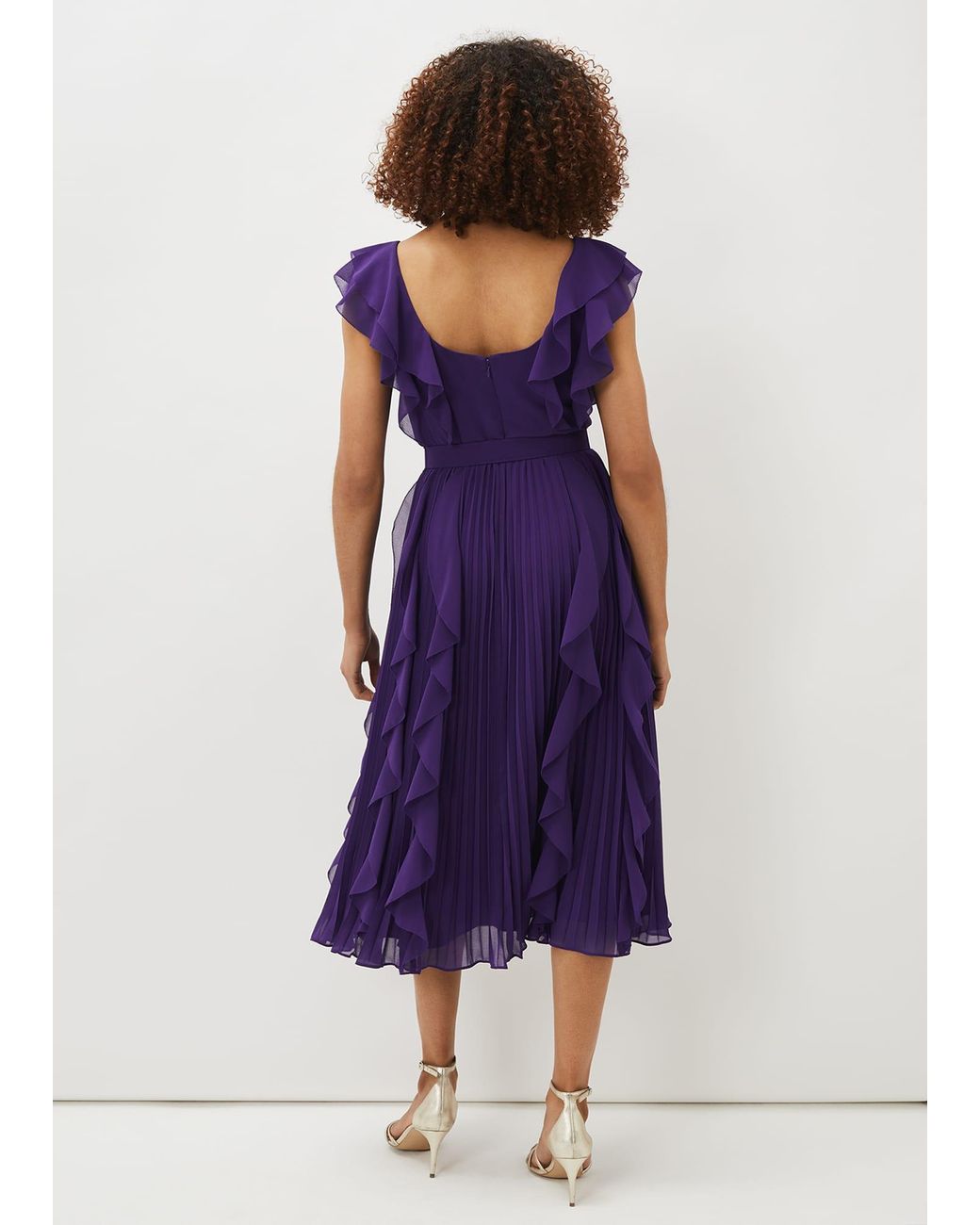Phase Eight Purple Bailey Pleated Dress