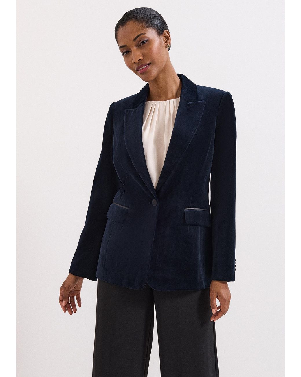 Phase Eight Blue Bridie Velvet Jacket