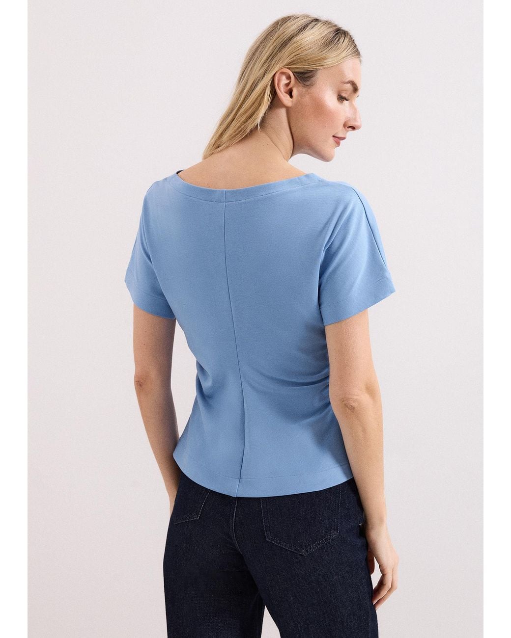 Phase Eight Blue Faye Pleat Detail T-Shirt