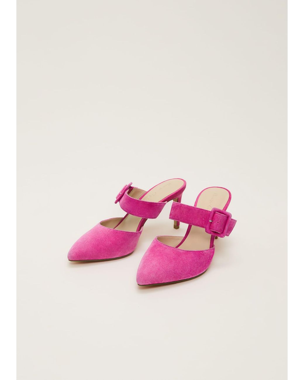 Phase Eight Pink Suede Buckle Backless Heel