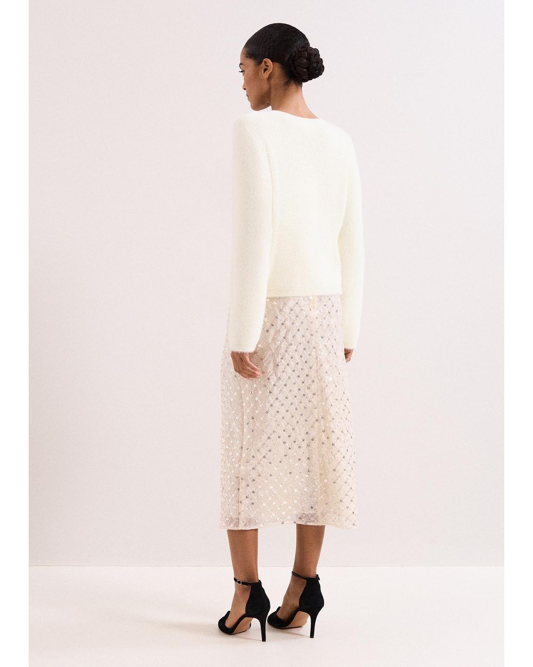 Phase Eight Natural Alma Embellished Pencil Skirt