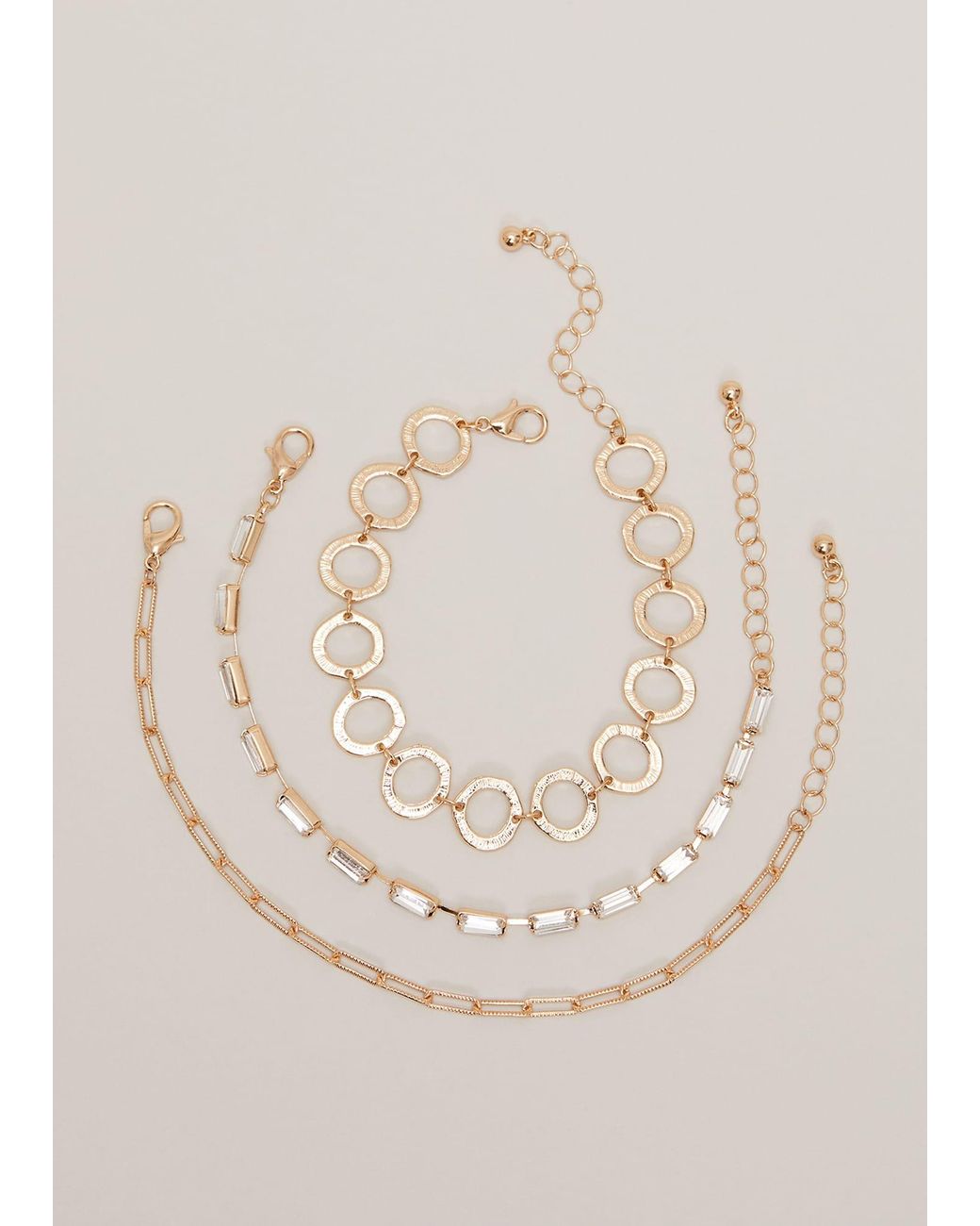 Phase Eight Natural Circle Chain And Crystal Bracelet Set