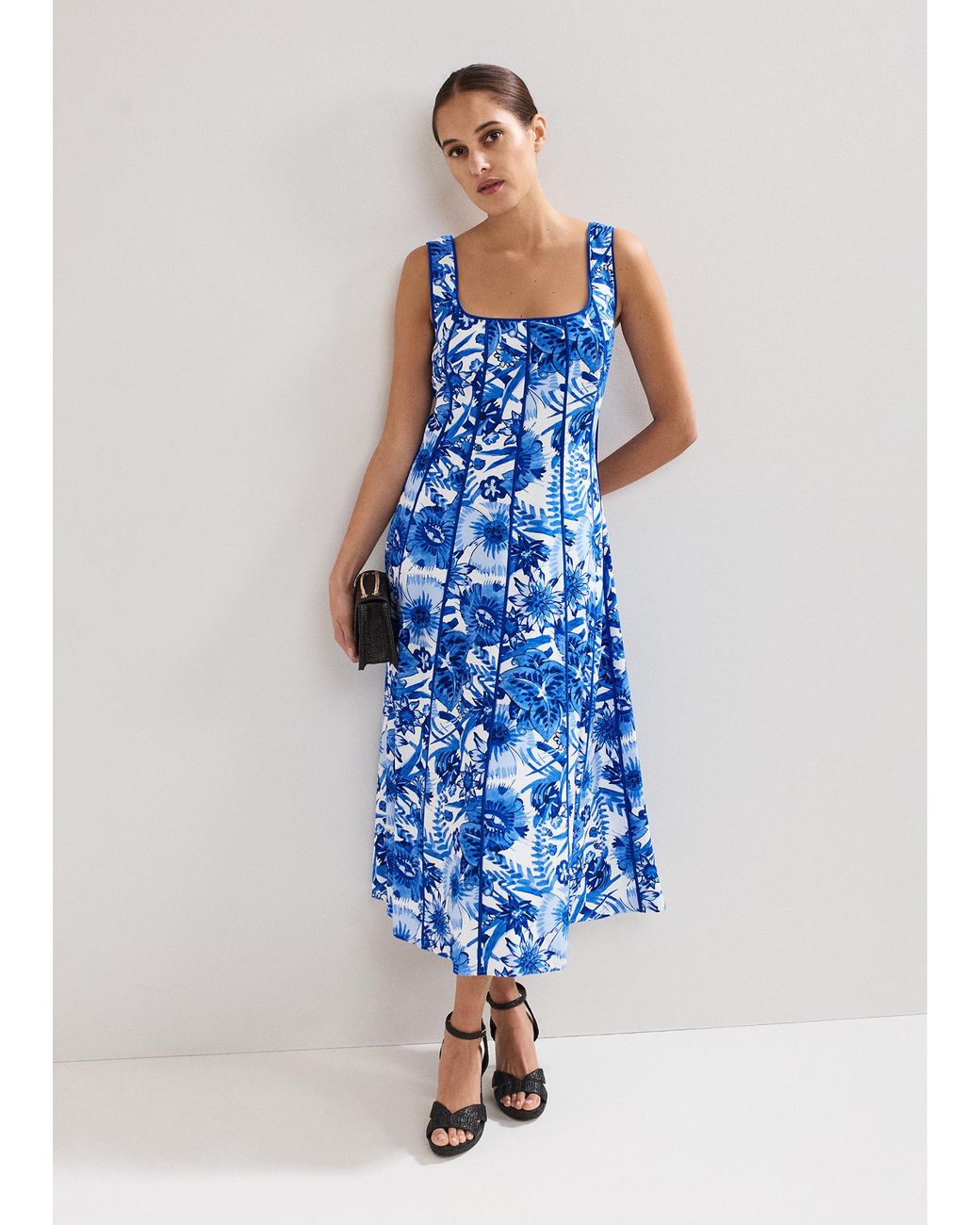 Phase Eight Blue Goldie Printed Midi Dress
