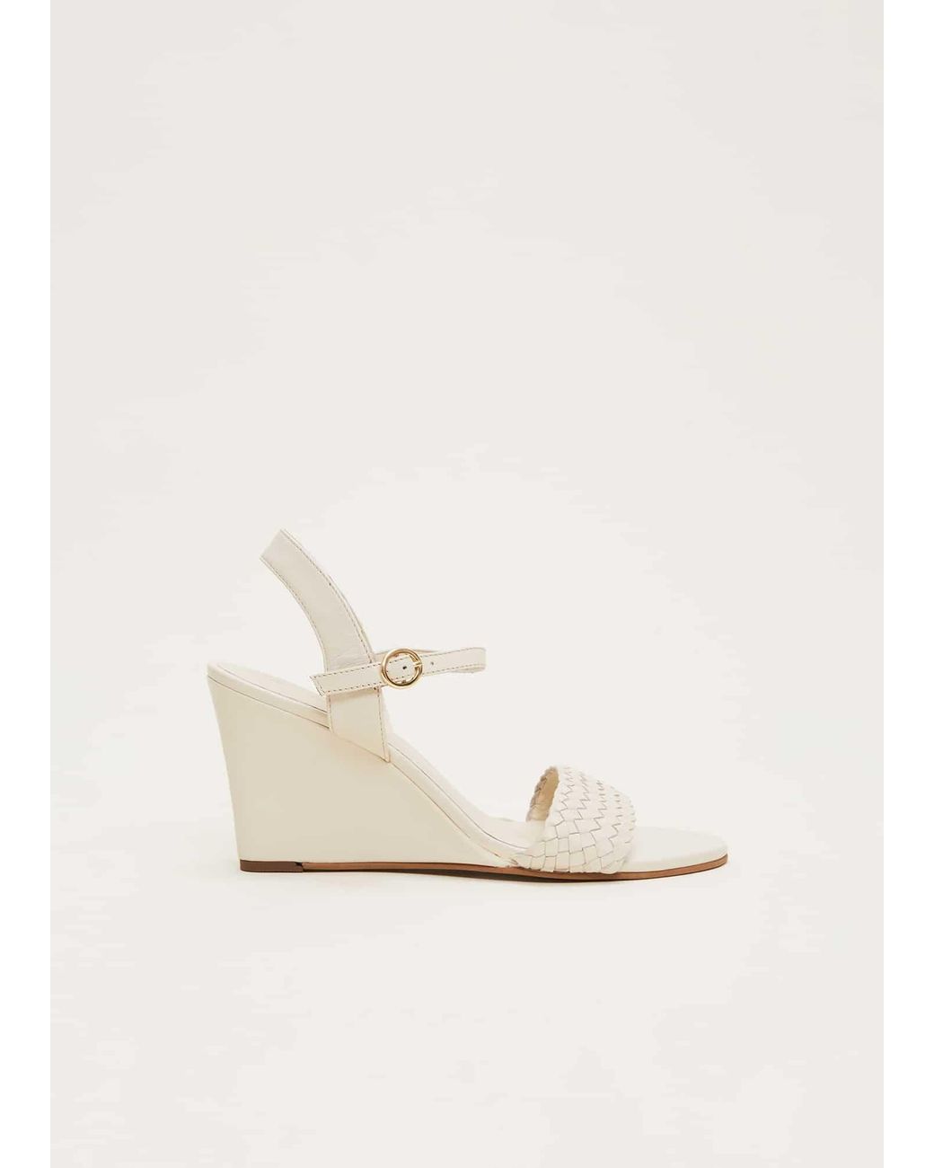 Phase Eight Natural Leather Plait Strap Wedge Shoe