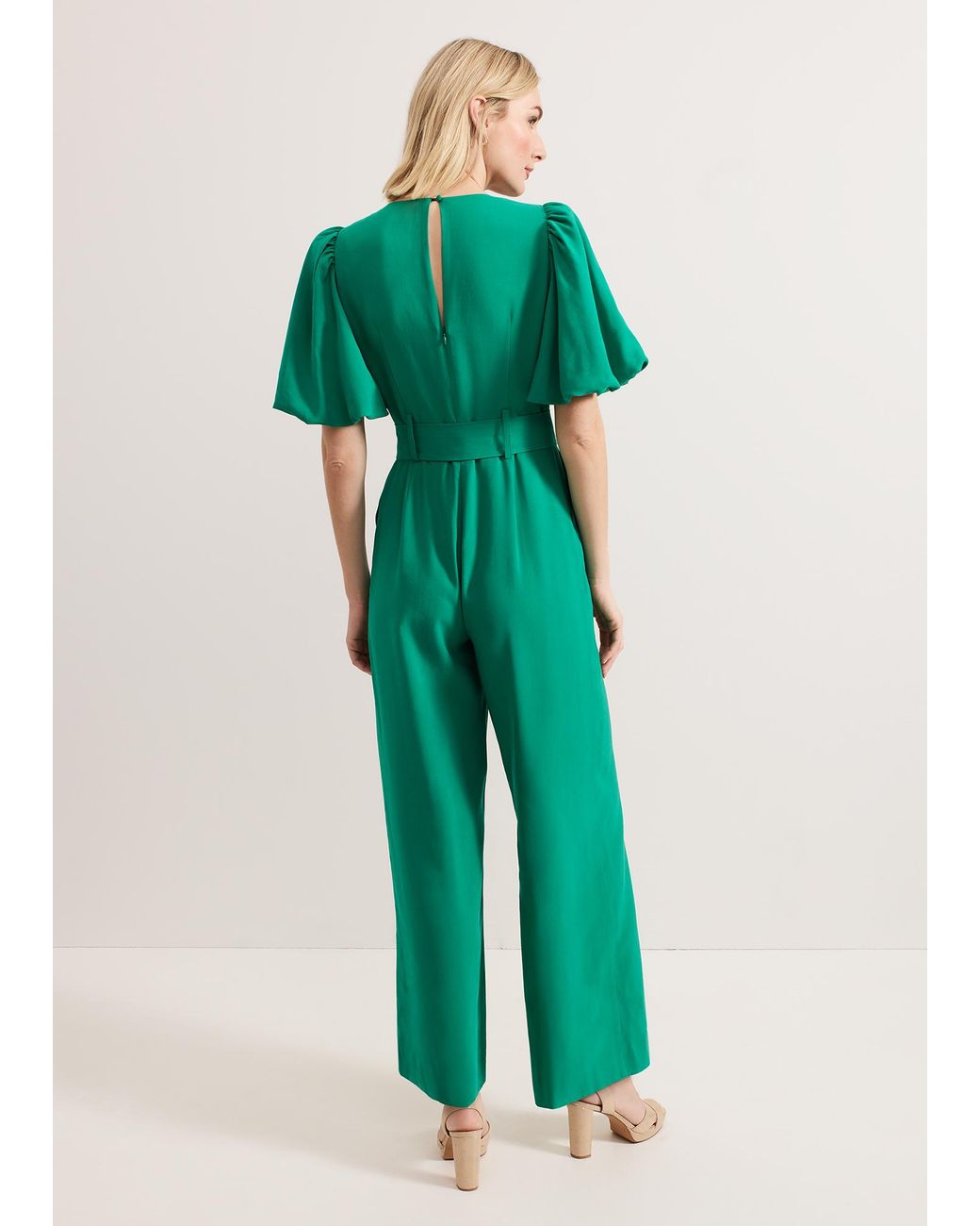 Phase Eight Green Margot Puff Sleeve Jumpsuit