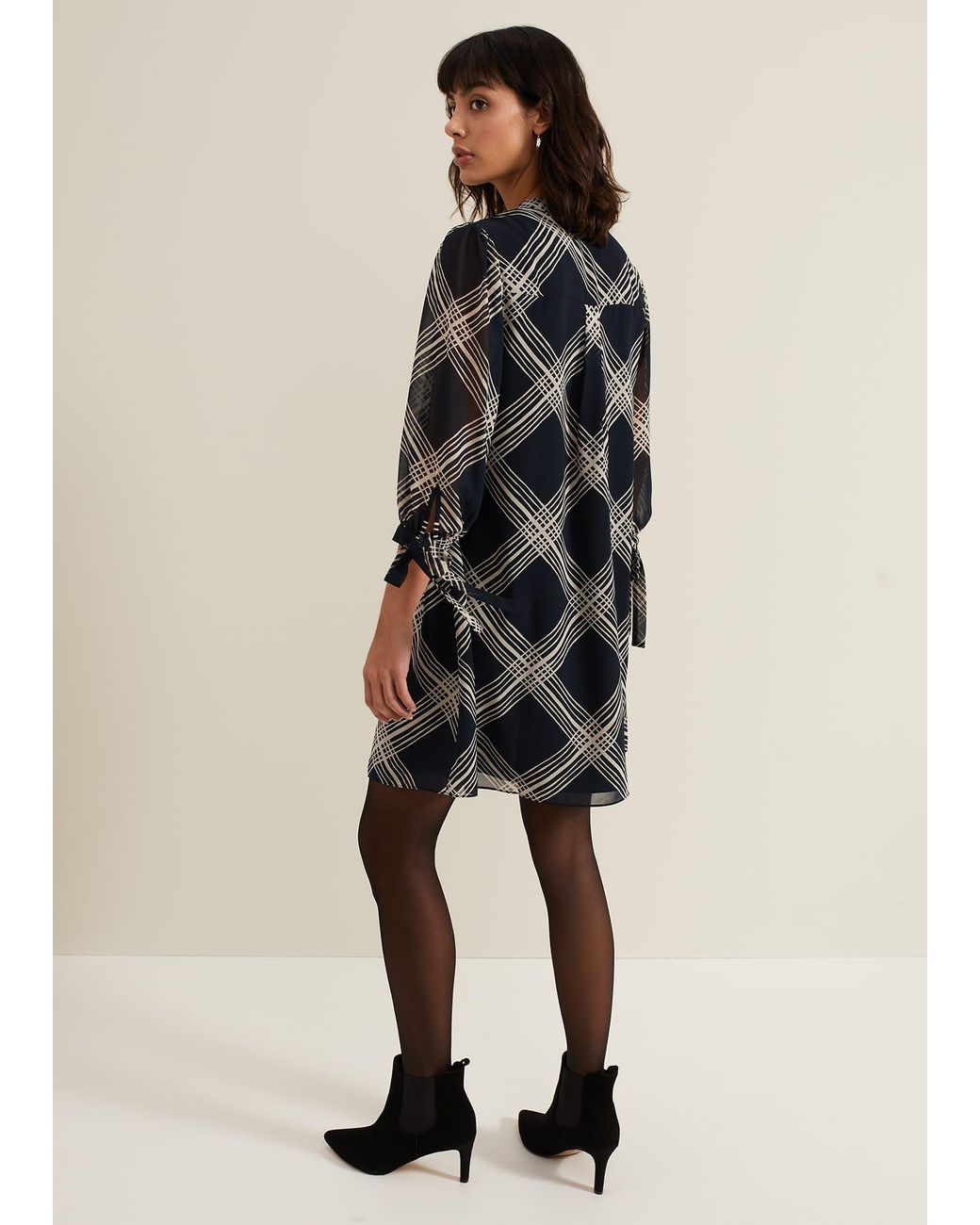 Phase Eight Blue Cora Check Tunic Dress