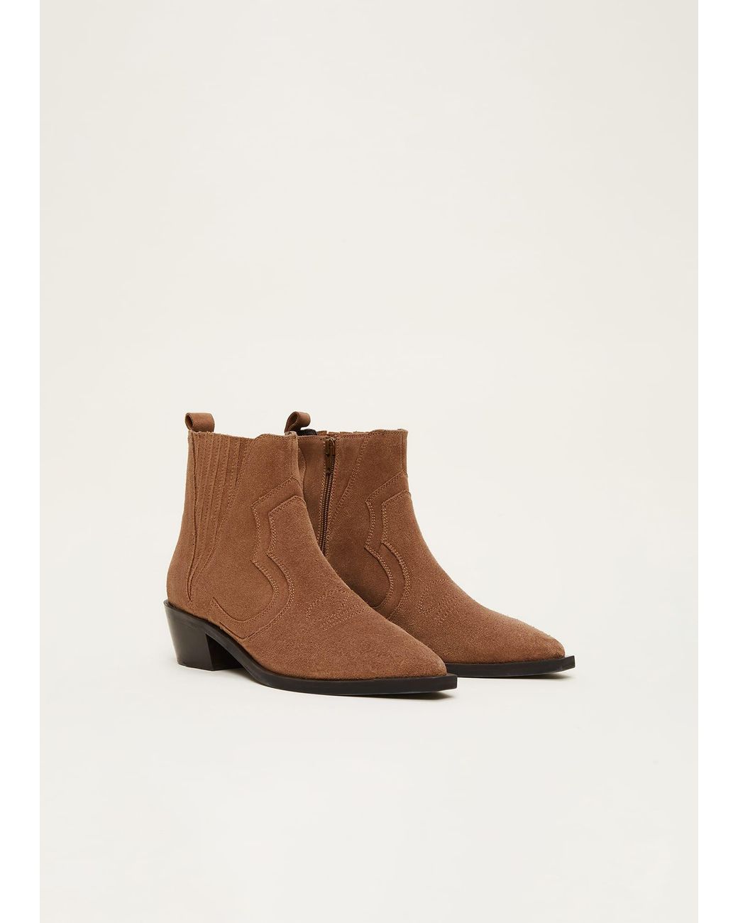 Phase Eight Natural Suede Ankle Boots