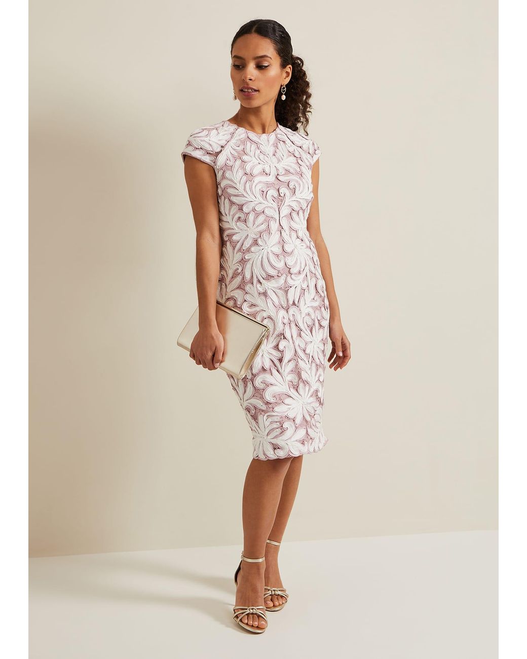 Phase Eight Natural Petite Karima Tapework Midi Dress