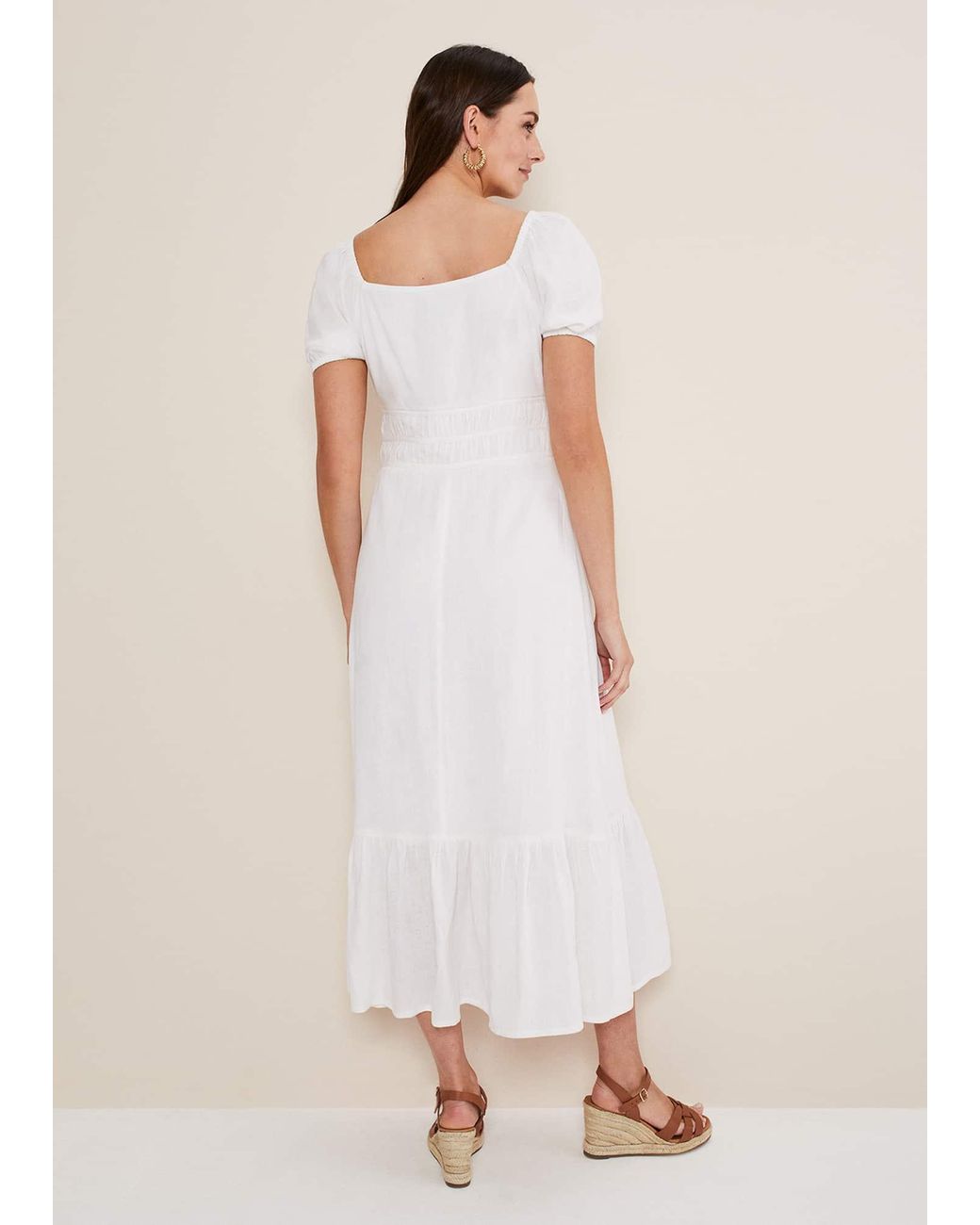 Phase Eight Natural Maribella Linen Midi Dress