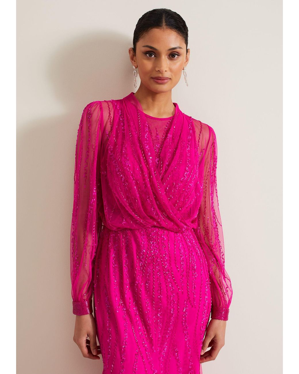 Phase Eight Pink Lila Beaded Cover Up