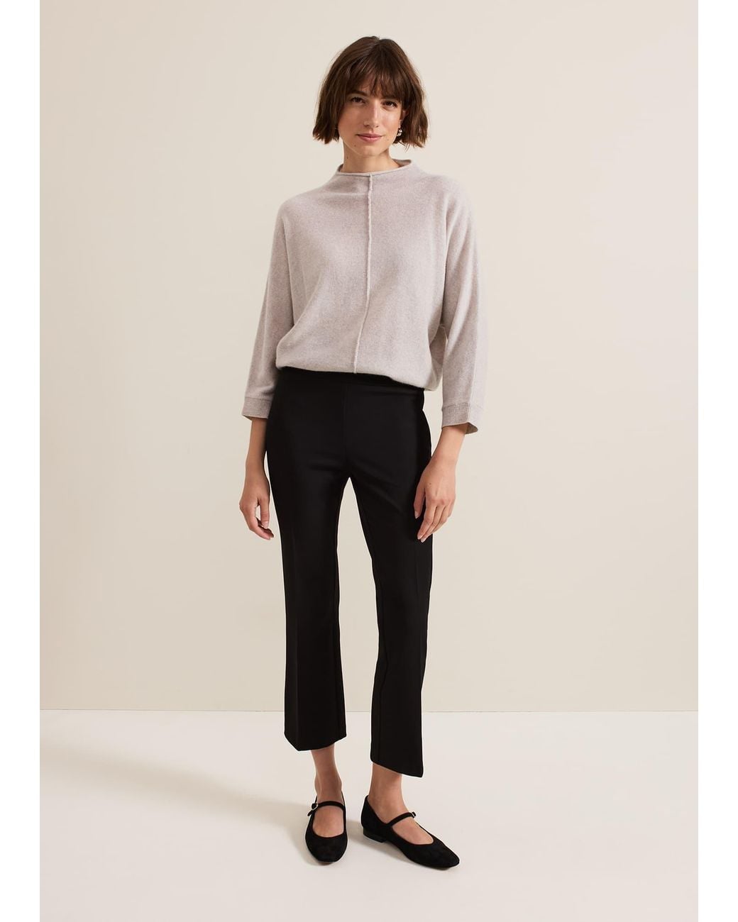Phase Eight Natural Carly Crop Twill Trouser