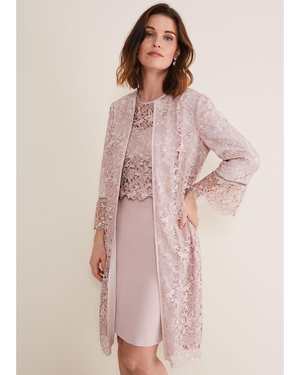 Phase Eight Pink Isabella Lace Coat