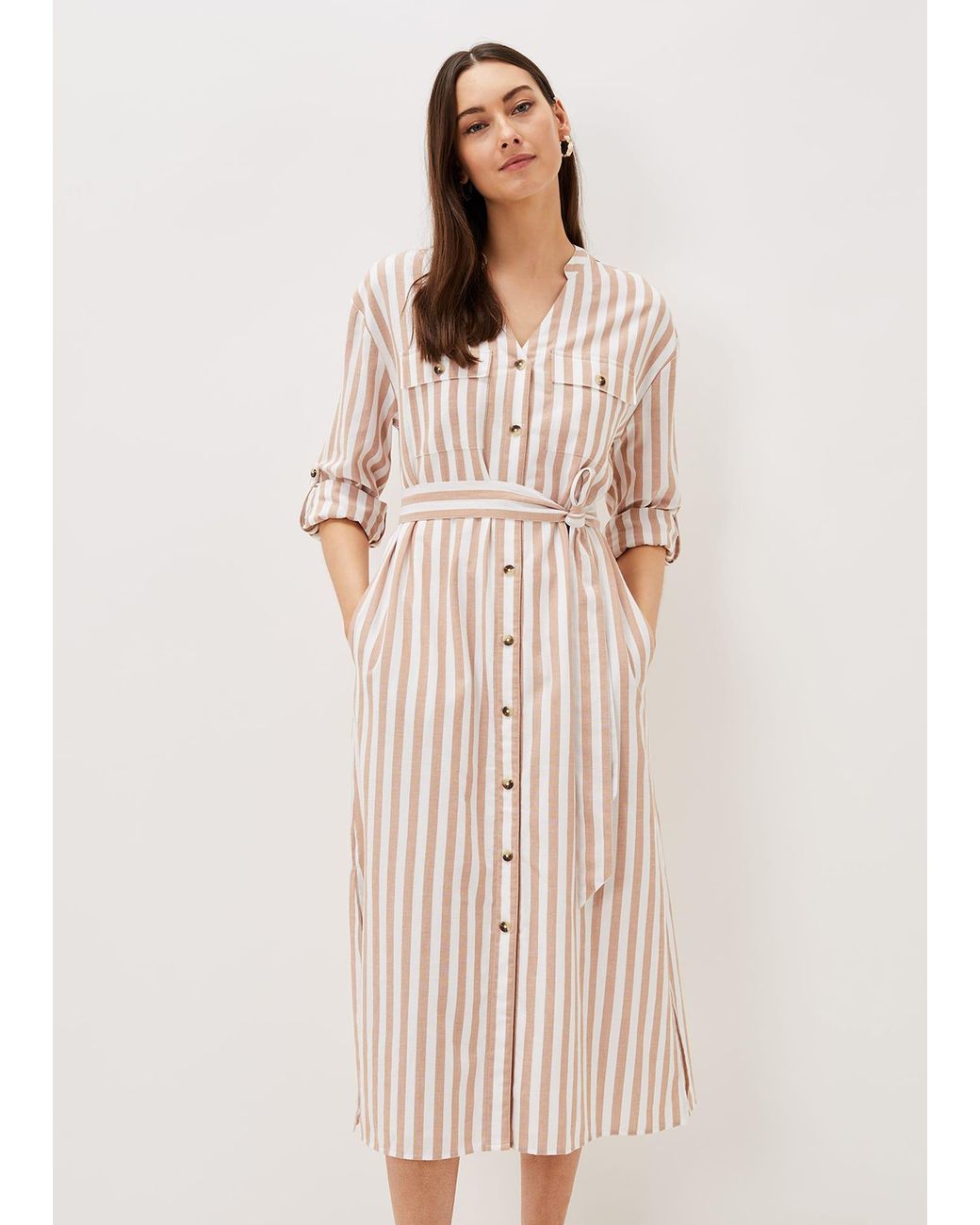 Phase Eight Natural Ayden Stripe Dress
