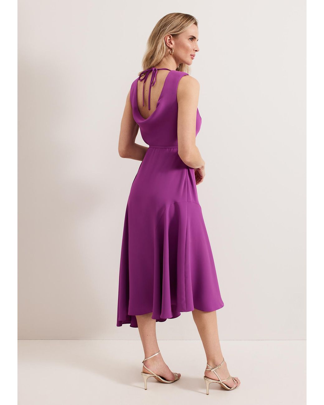 Phase Eight Pink Maya Plain Asymmetric Midi Dress