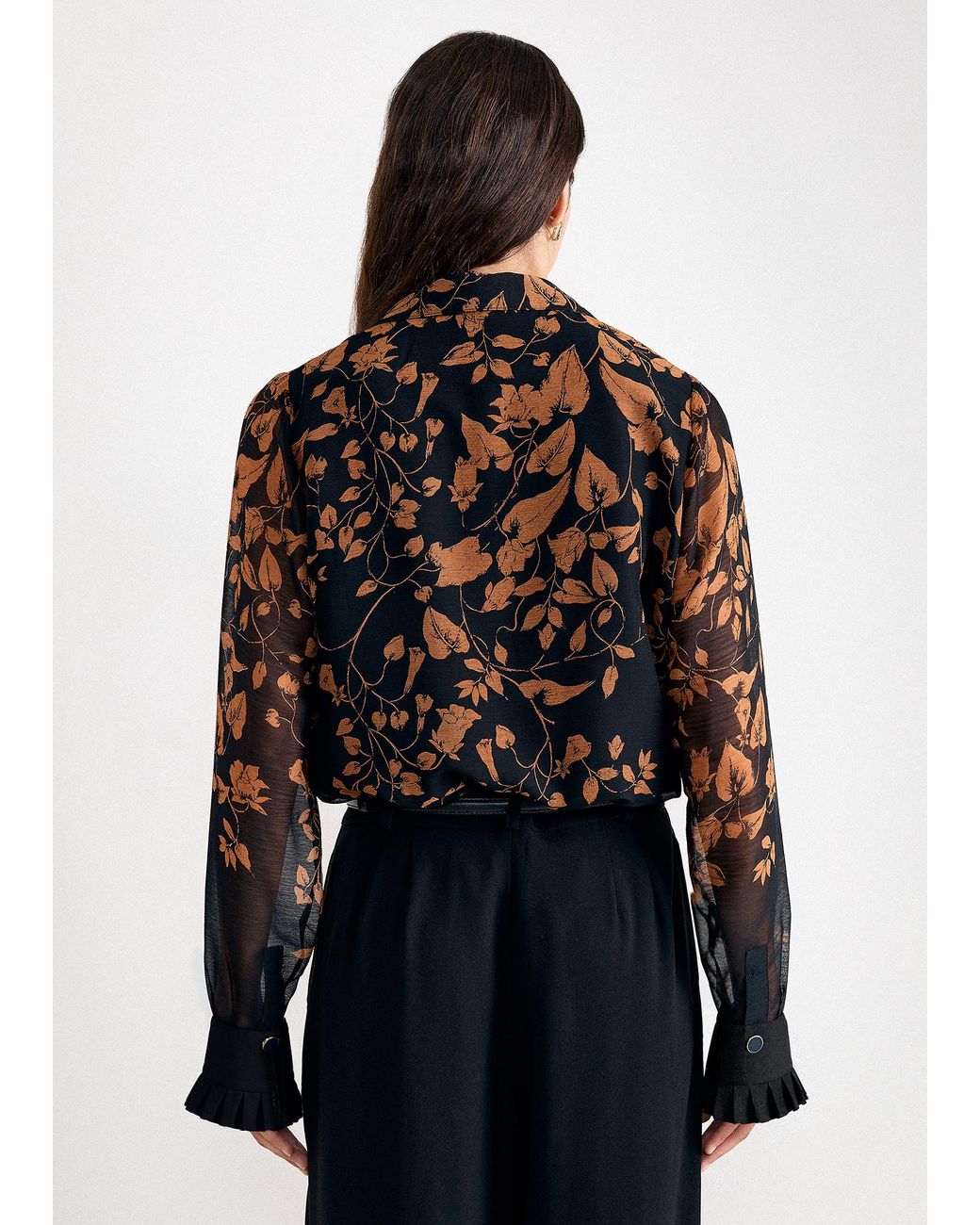 Phase Eight Black Clenence Printed Frill Shirt