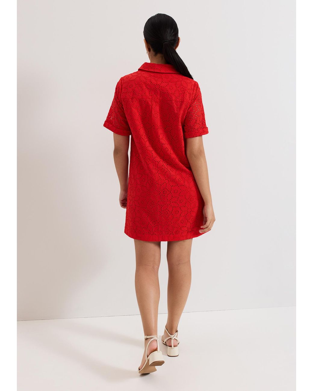 Phase Eight Red Petite Nicky Broiderie Dress