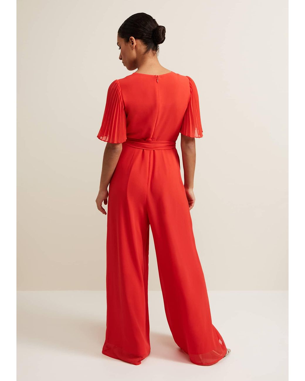 Phase Eight Red Petite Kendall Pleat Jumpsuit