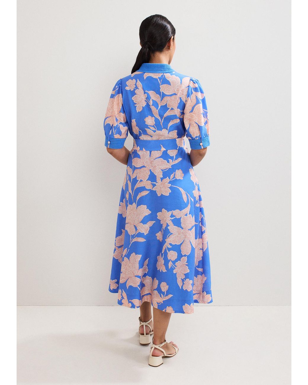 Phase Eight Blue Petite Delphine Floral Shirt Dress