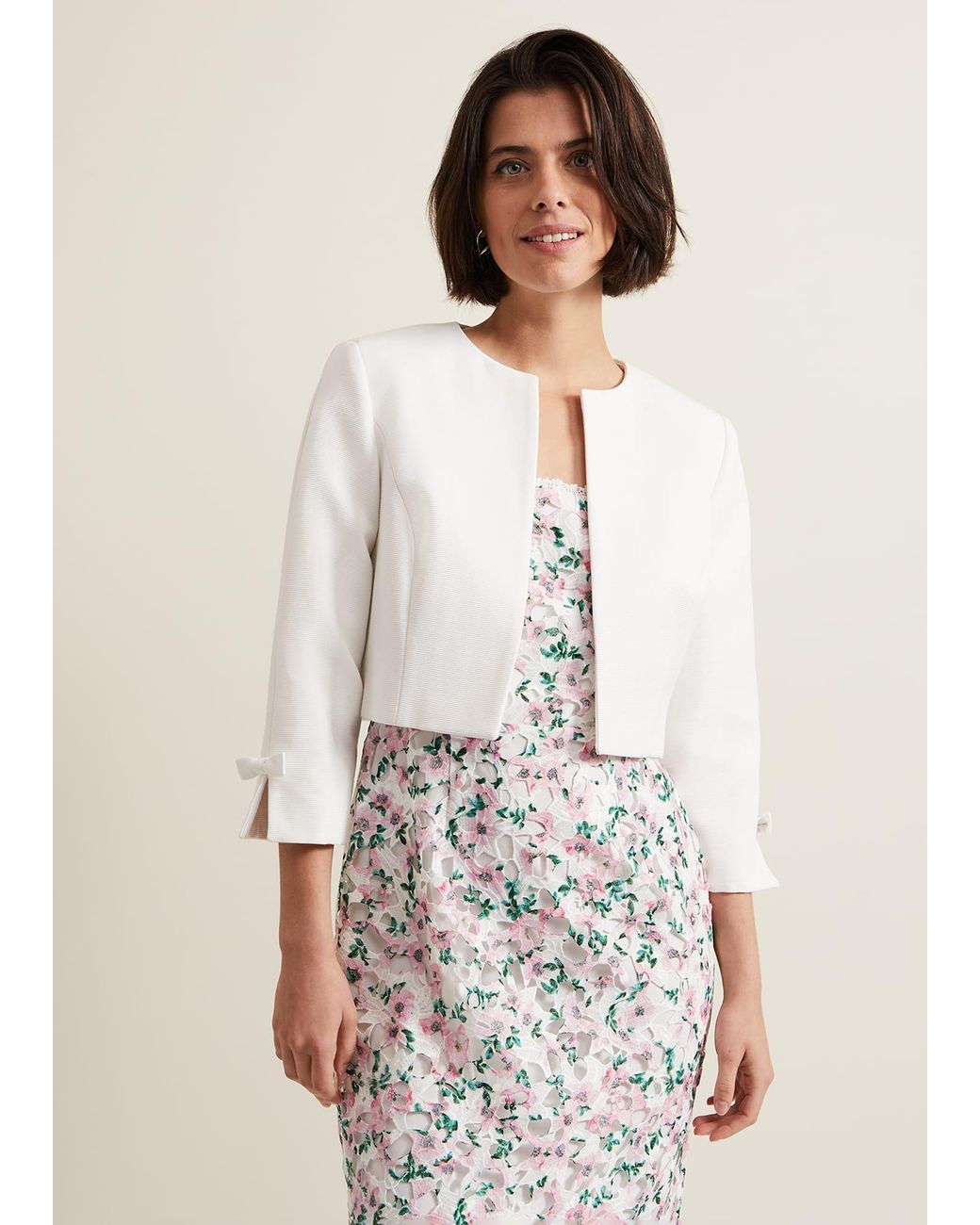 Phase Eight White Zoelle Bow Jacket