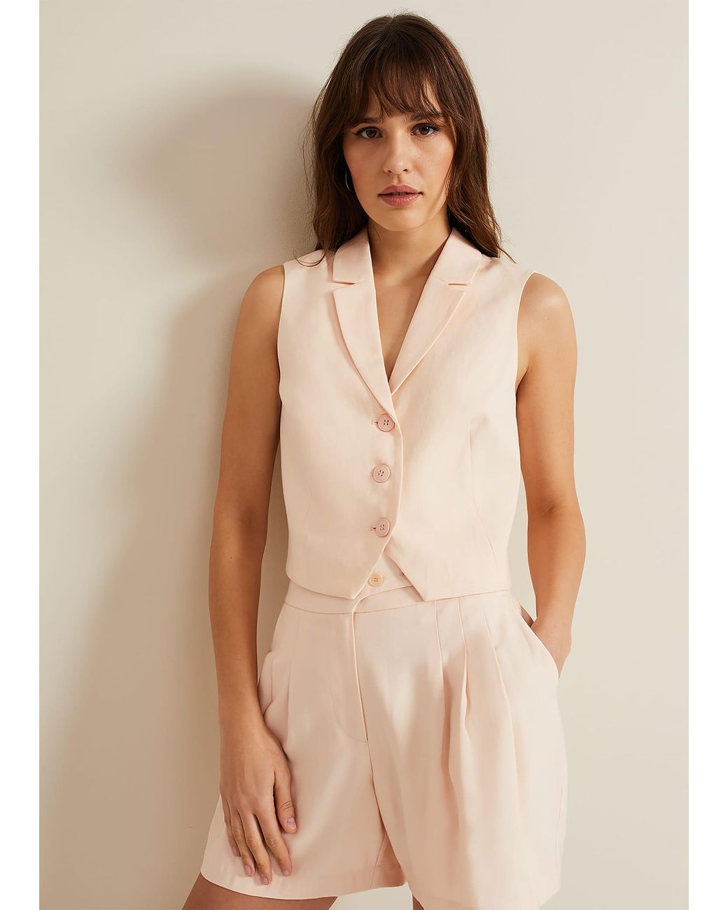 Phase Eight Natural Bianca Peach Waistcoat