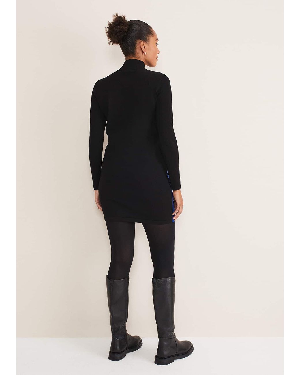 Phase Eight Blue Arden Zip Detail Colour Block Knit Dress