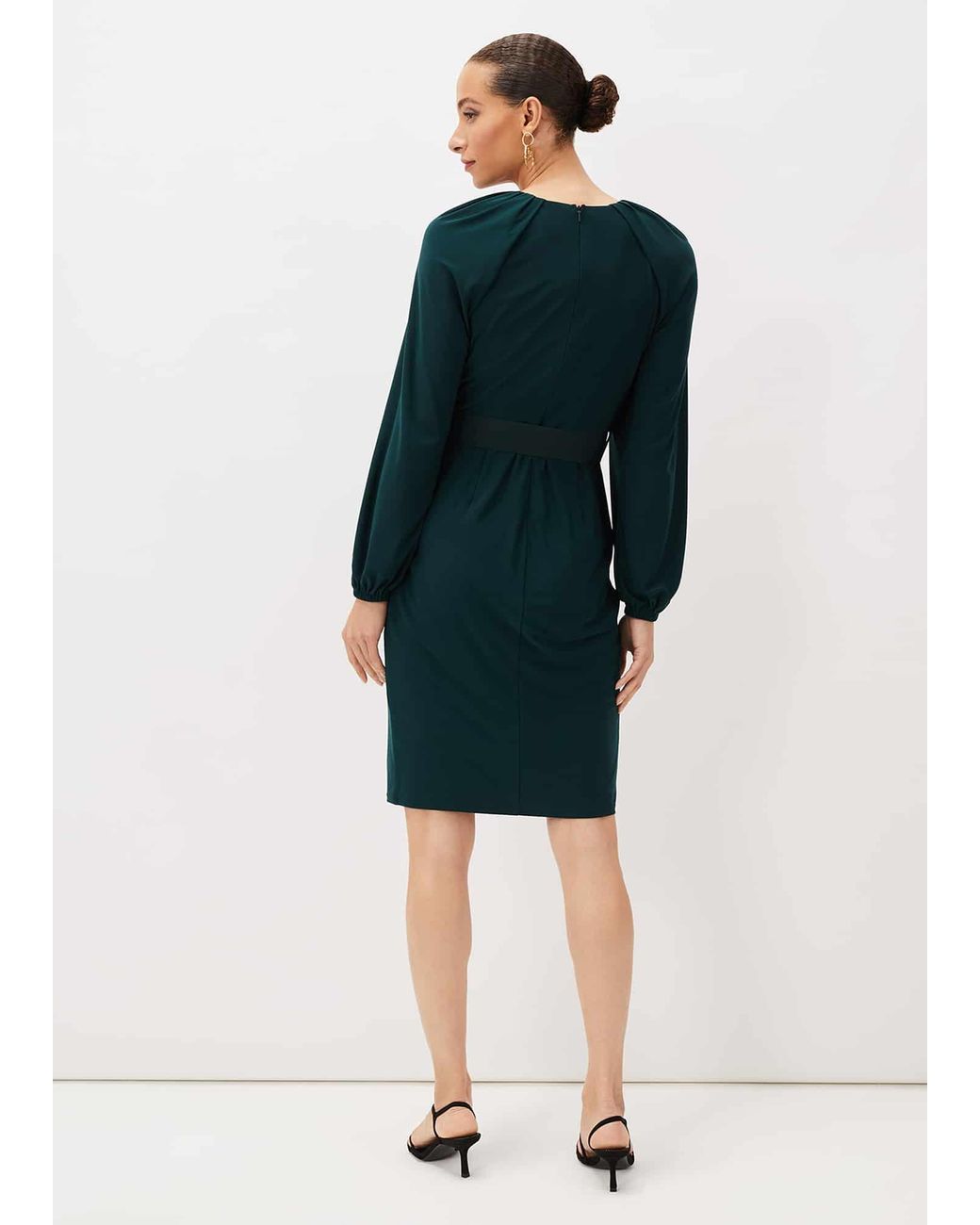 Mya Ruched Belted Jersey Dress 
