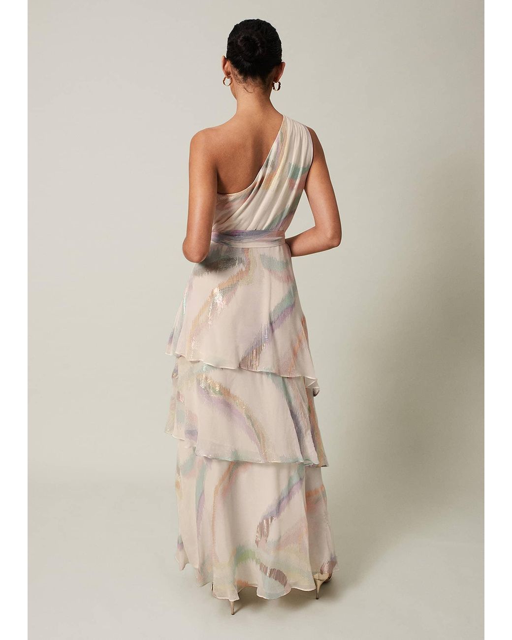 Phase Eight Natural Sonia One Shoulder Silk Maxi Dress