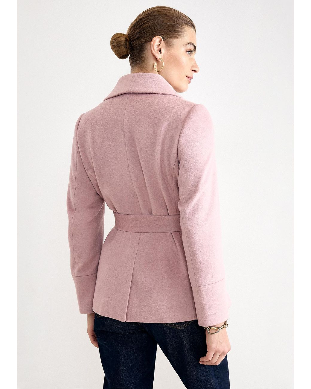 Phase Eight Pink Nicci Belted Short Wool Coat
