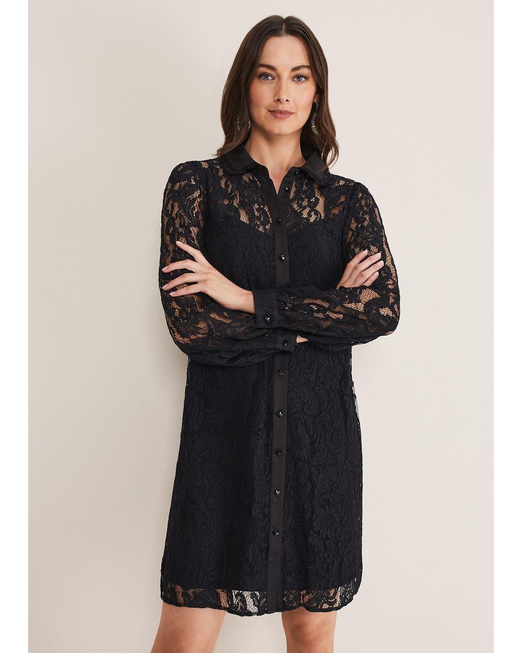 Phase Eight Black Maisy Lace Swing Dress
